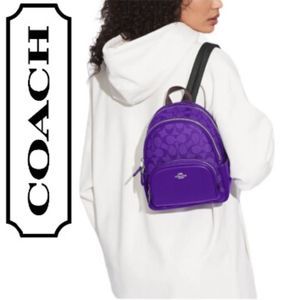 Coach Signature C Court Backpack IN sport purple with silver hardware